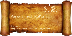 Varsányi Rufina névjegykártya